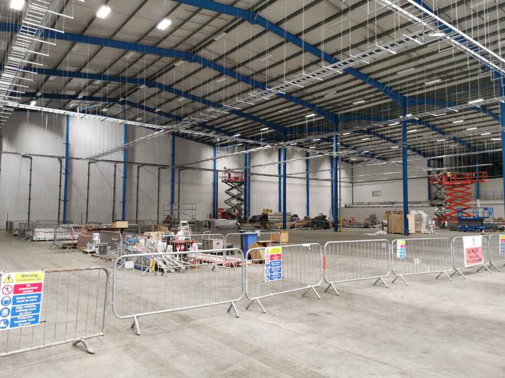 Empty building shell prior to installation of mezzanine floor